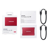 Samsung Portable SSD T7 1TB Backup Drive (Red) USB-C Cable & USB-A Cable