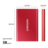 Samsung Portable SSD T7 500GB Backup Drive (Red Blue or Grey) USB-C Cable & USB-A Cable