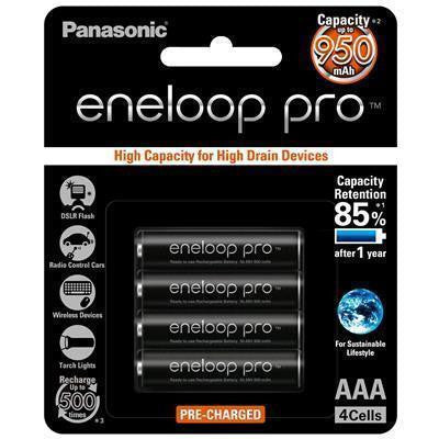 Panasonic Eneloop Pro 950mAh 4x AAA Rechargeable Batteries