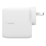 Belkin USB-C 68W Dual Power Adapter (White) GaN 2x USB-C Ports (18W & 50W~60W)