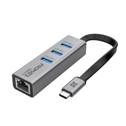 Promate USB-C to 3-port USB 3.0 Hub & Gigabit Ethernet Adapter