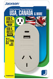 Travel Adapter (USA/Canada Plug) with NZ Socket & USB Ports (USB-C & USB-A)