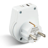 Travel Adapter (Europe/Bali Plug) with NZ Socket & 2x USB Sockets 2.1A (USB-A USB-C)