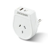 Travel Adapter (Europe/Bali Plug) with NZ Socket & 2x USB Sockets 2.1A (USB-A USB-C)