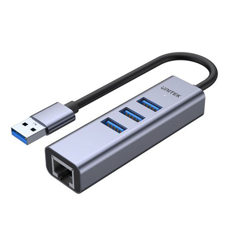 Unitek USB-A to 3-port USB 3.0 Hub & Gigabit Ethernet Adapter